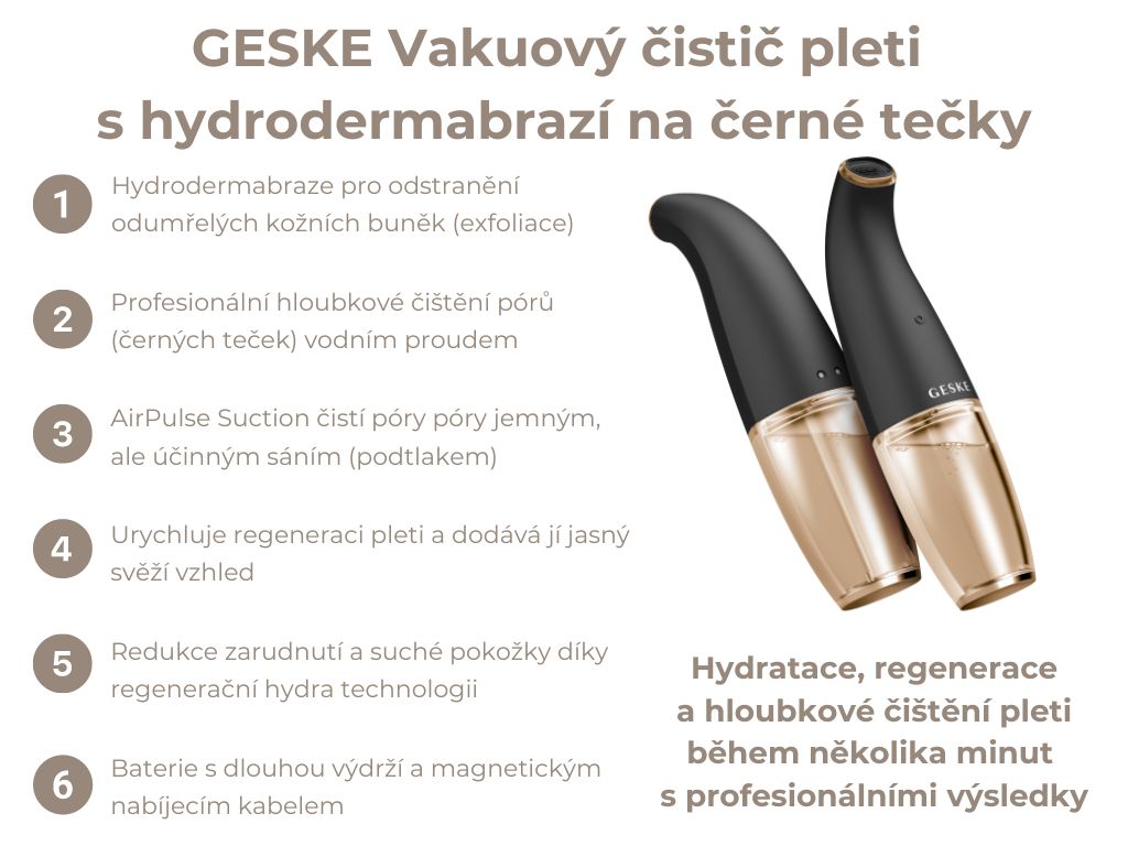 GESKE Hydrodermabraze – přístroj na černé tečky 8v1 (Aqua-Stream Face Cleanser) grey (2)